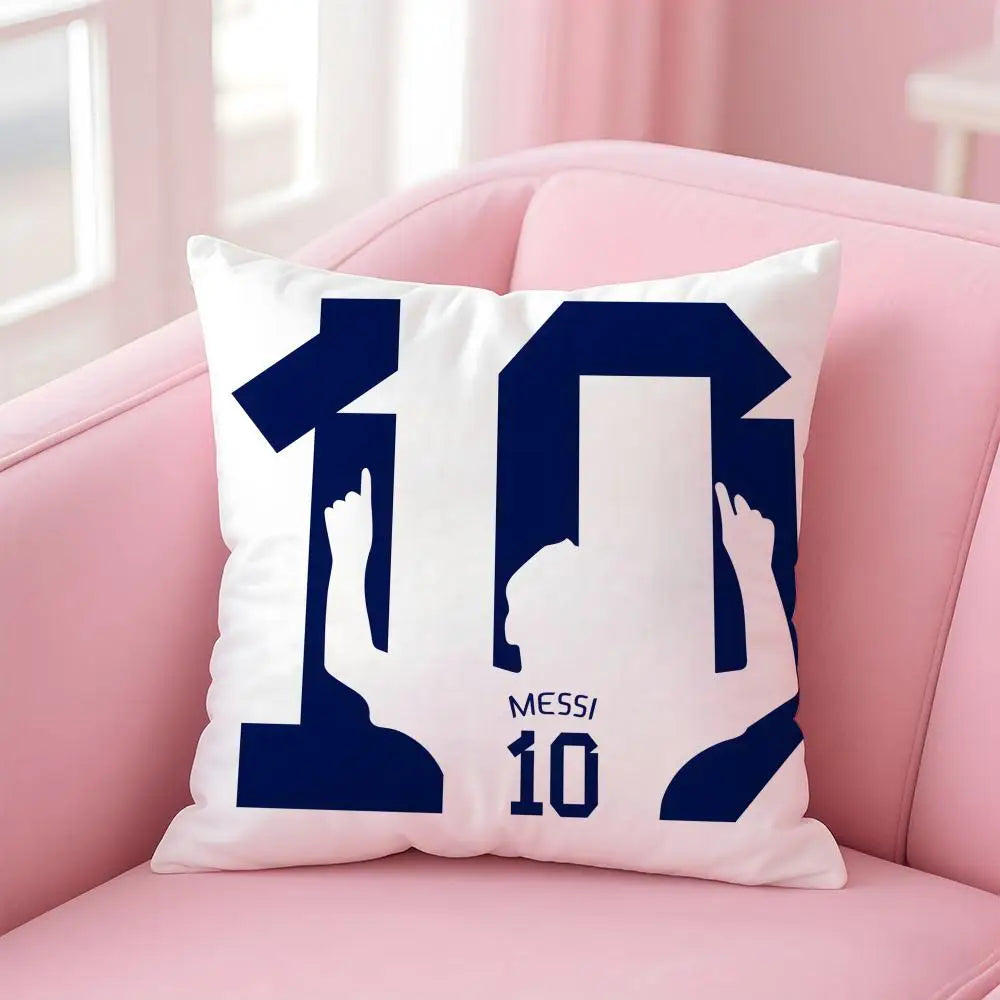 athlete legendary LM10 L-Lionel M-Messi Cushion Cover Pillowcase Short Plush Invisible zipper Room Sofa Cushion Cover