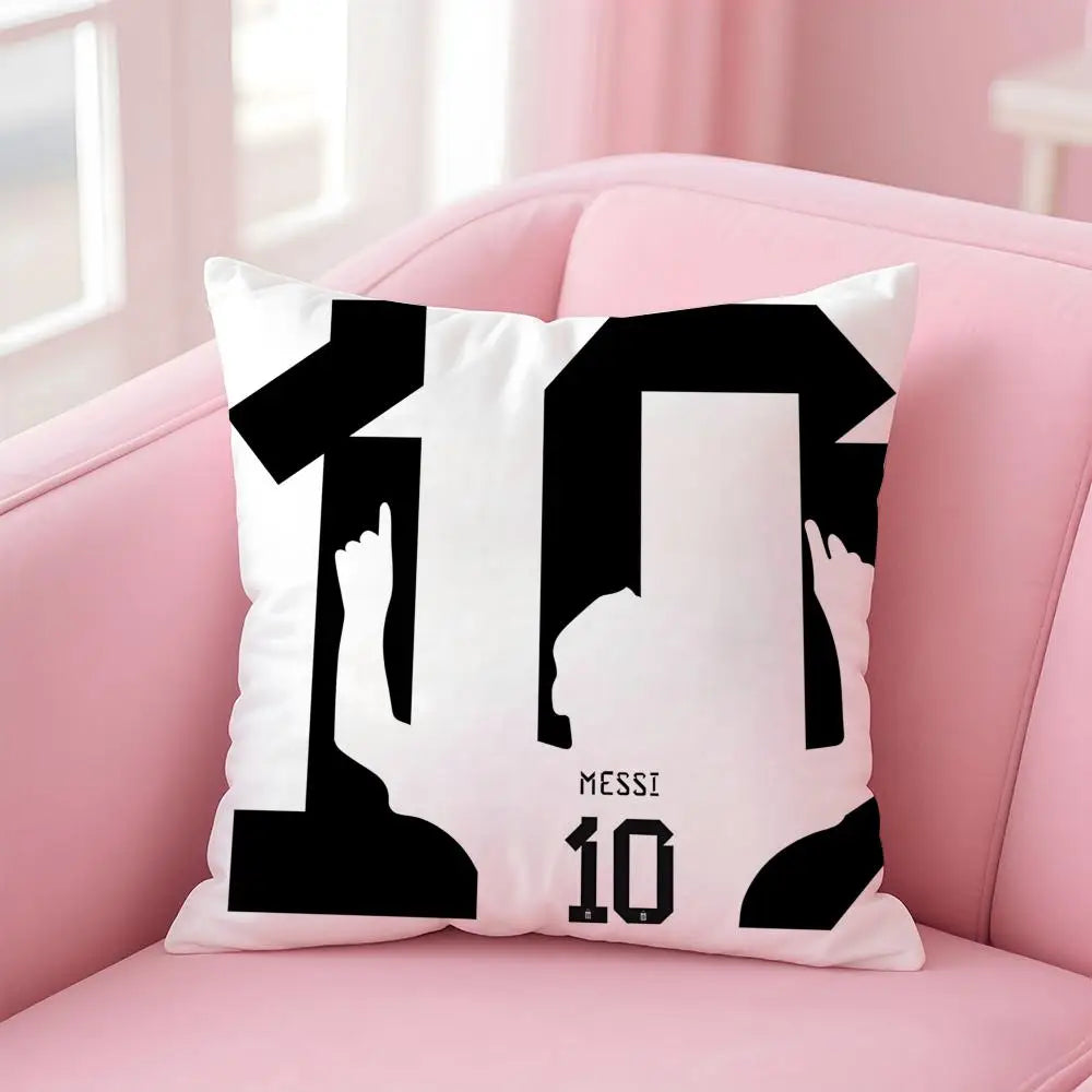 athlete legendary LM10 L-Lionel M-Messi Cushion Cover Pillowcase Short Plush Invisible zipper Room Sofa Cushion Cover