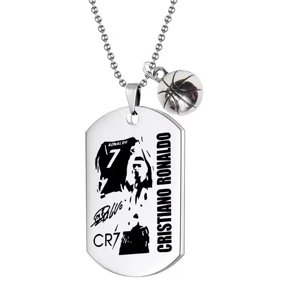 Football Soccer Star Lionel Messi Cristiano Ronaldo Stainless Steel Pendant Necklace For Men Chain Accessories Jewelry