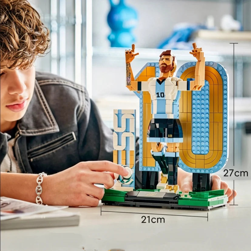 2026 New 958pcs Football Superstar Number 10 Lionel Football Legend Building Block Puzzle Model Toys For Birthday Ornament Gifts