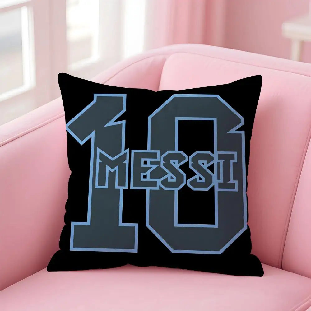 athlete legendary LM10 L-Lionel M-Messi Cushion Cover Pillowcase Short Plush Invisible zipper Room Sofa Cushion Cover
