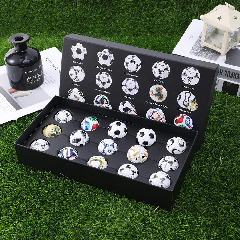 World Cup Mini Soccer Ball Set 15PCS 3.8cm Football Collectible Models Mini Balls Set Sports Souvenir Fan Memorabilia Gifts