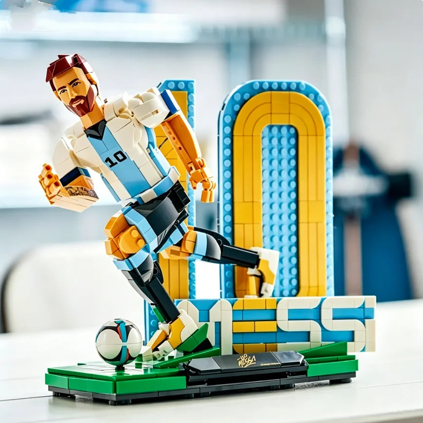 2026 New 958pcs Football Superstar Number 10 Lionel Football Legend Building Block Puzzle Model Toys For Birthday Ornament Gifts