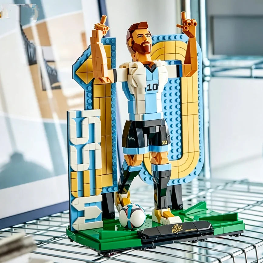 2026 New 958pcs Football Superstar Number 10 Lionel Football Legend Building Block Puzzle Model Toys For Birthday Ornament Gifts
