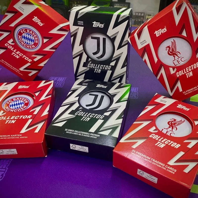In Stock Original 2025 Topps Club Collector Tins Collection Card Box Real Madrid Collector Tins Football Star Surprise Cards
