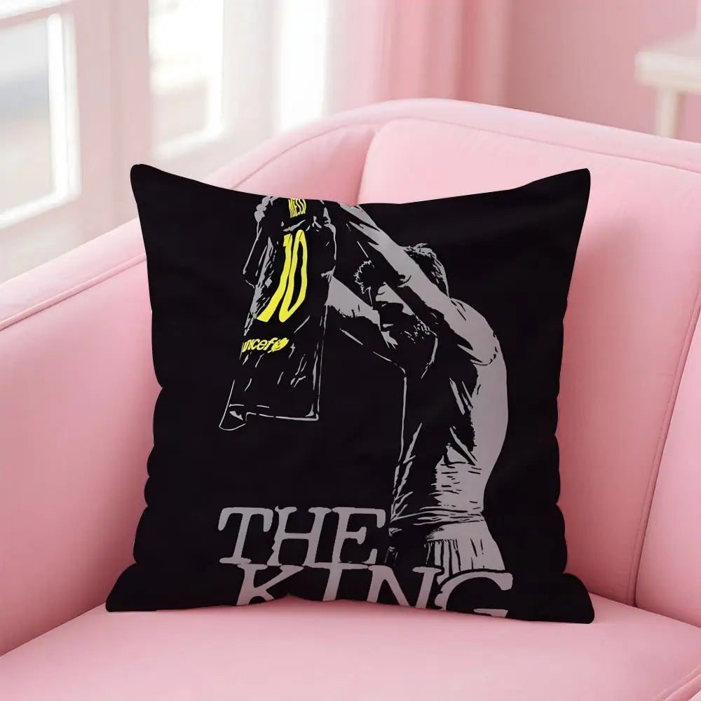 athlete legendary LM10 L-Lionel M-Messi Cushion Cover Pillowcase Short Plush Invisible zipper Room Sofa Cushion Cover