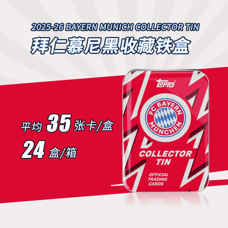 New Topps 25-26 Football Trading Cards Juventus Bayern Munich Liverpool Real Madrid Barcelona Collector Tin Cards Birthday Gifts