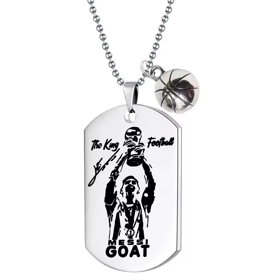 Football Soccer Star Lionel Messi Cristiano Ronaldo Stainless Steel Pendant Necklace For Men Chain Accessories Jewelry