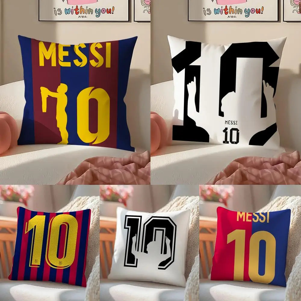 athlete legendary LM10 L-Lionel M-Messi Cushion Cover Pillowcase Short Plush Invisible zipper Room Sofa Cushion Cover