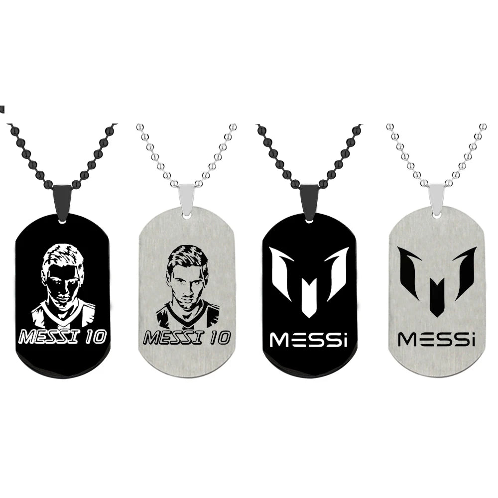 Football Soccer Star Lionel Messi Cristiano Ronaldo Stainless Steel Pendant Necklace For Men Chain Accessories Jewelry