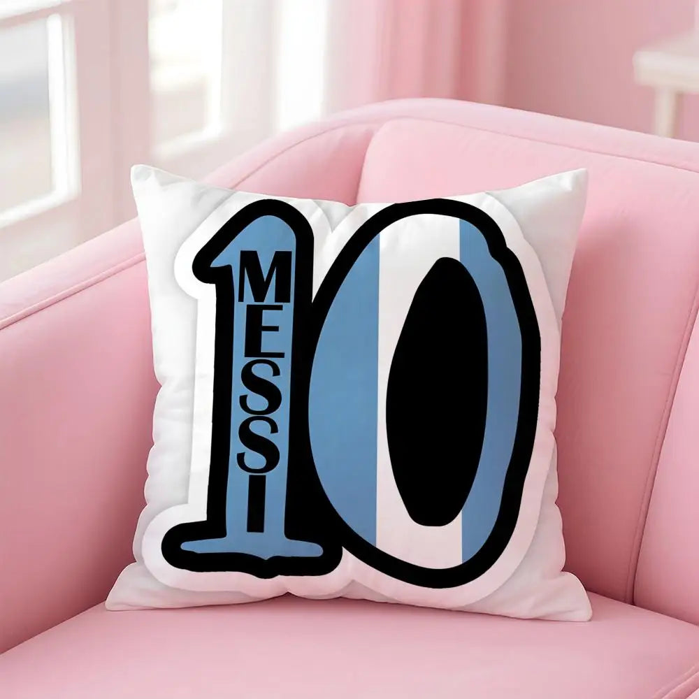 athlete legendary LM10 L-Lionel M-Messi Cushion Cover Pillowcase Short Plush Invisible zipper Room Sofa Cushion Cover