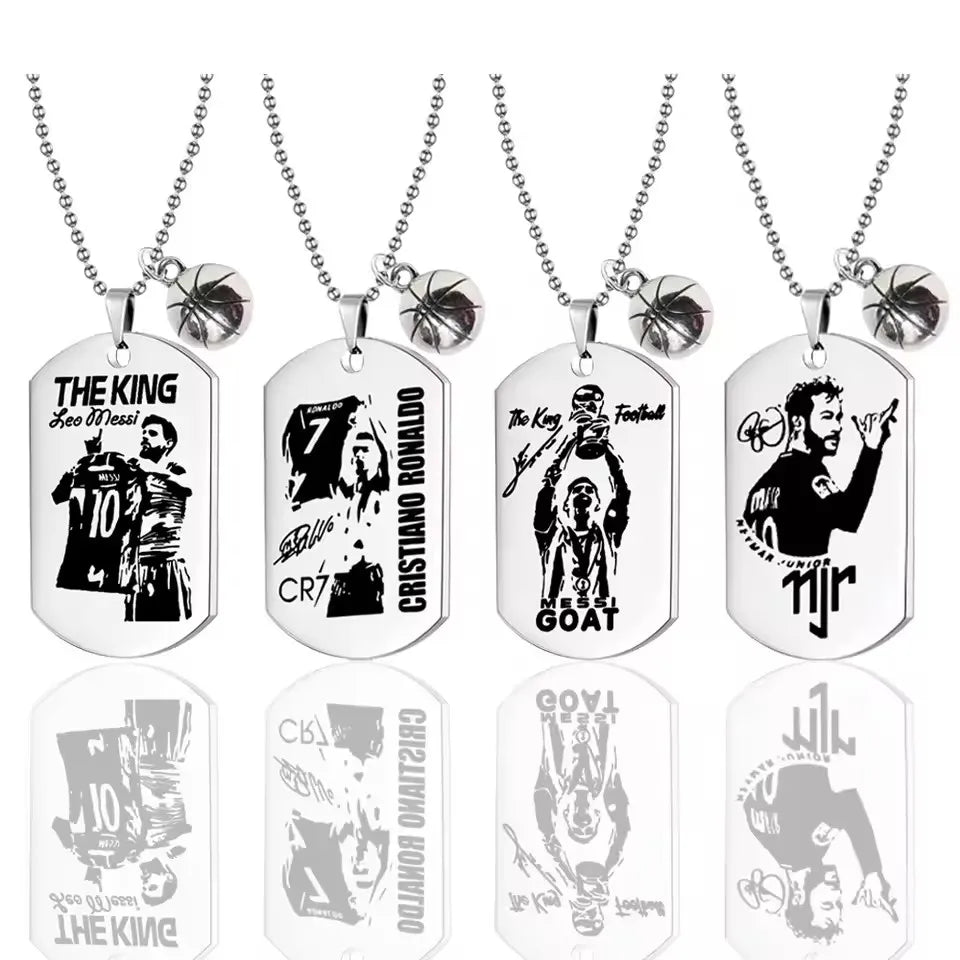 Football Soccer Star Lionel Messi Cristiano Ronaldo Stainless Steel Pendant Necklace For Men Chain Accessories Jewelry