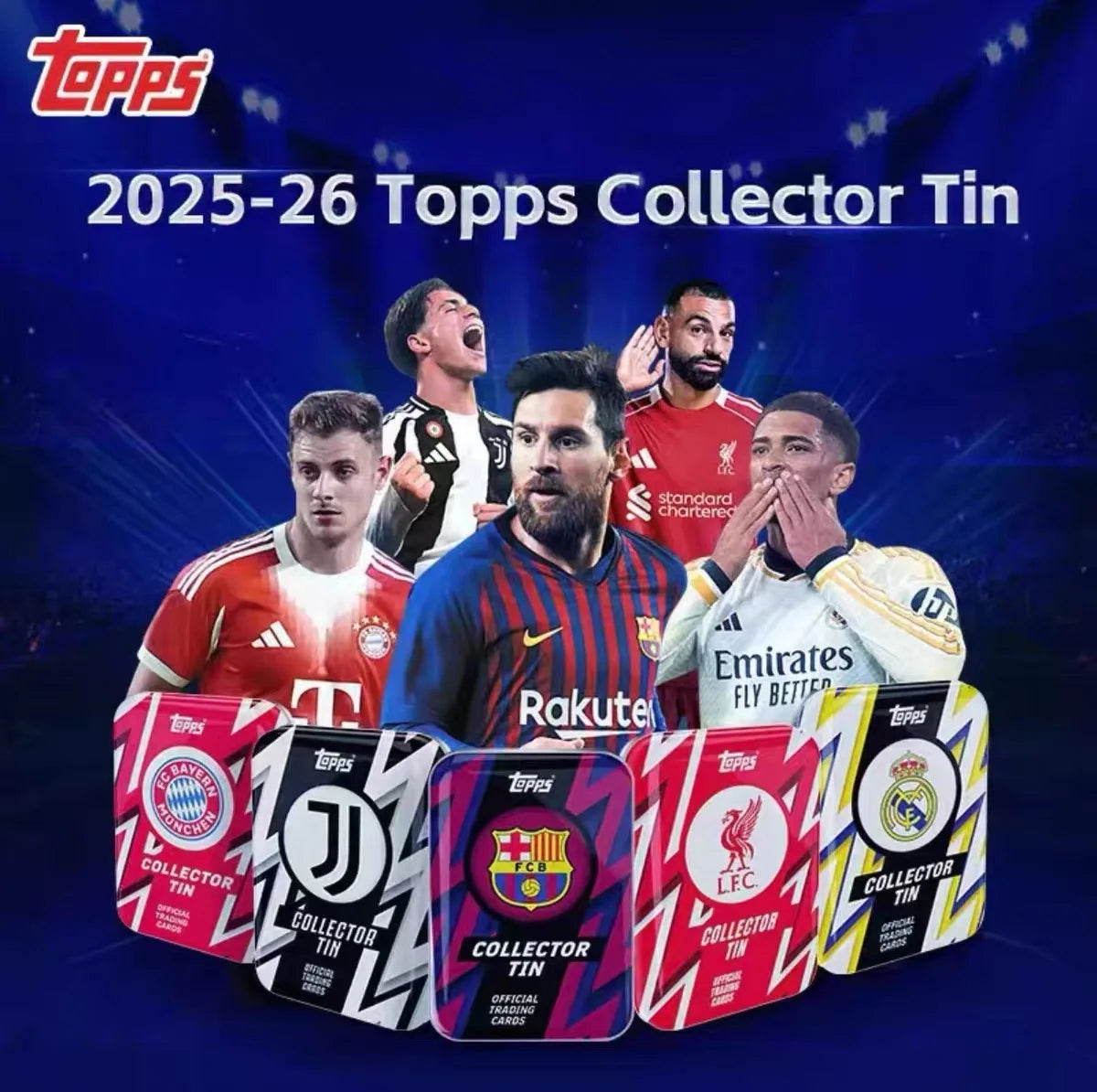 New Topps 25-26 Football Trading Cards Juventus Bayern Munich Liverpool Real Madrid Barcelona Collector Tin Cards Birthday Gifts